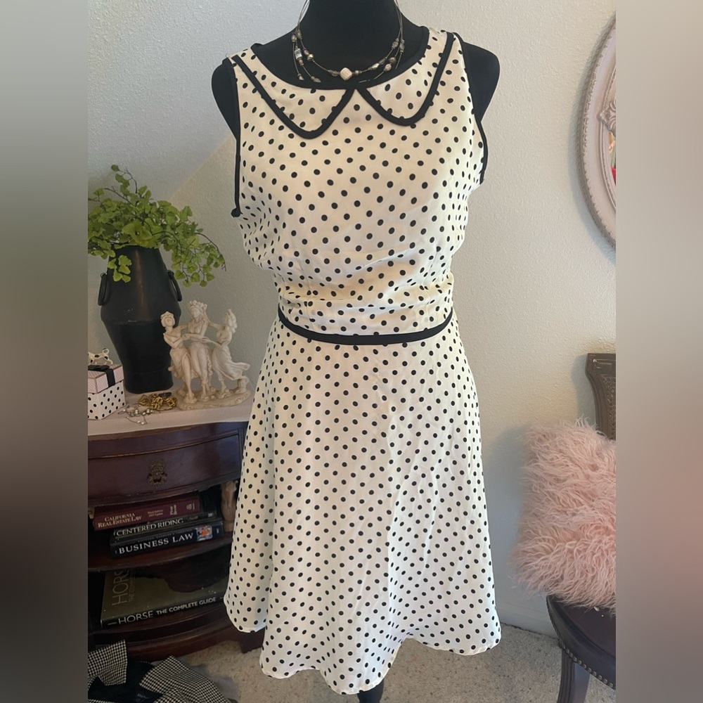 Black White Poka Dot Dress size 12 Lauren Conrad